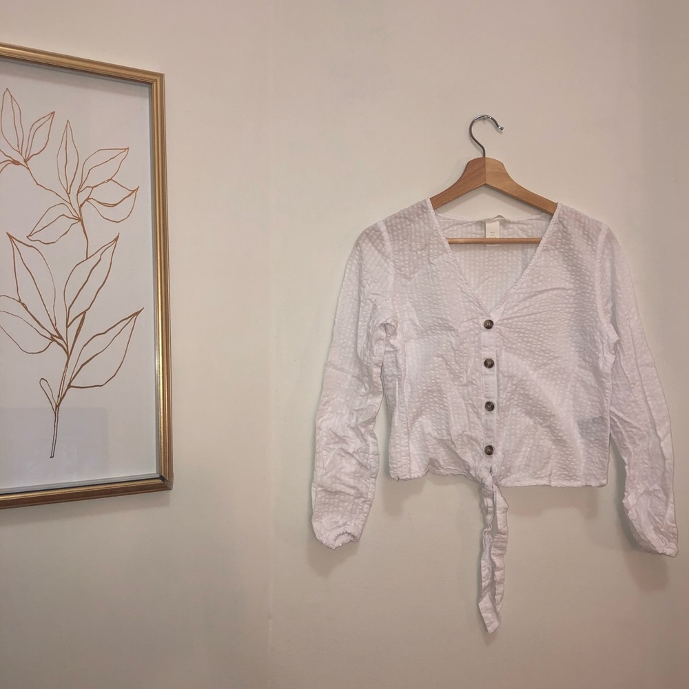 H&M white button down top